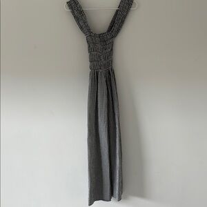 Elegant Gray Smocked Maxi Sundress V-neck